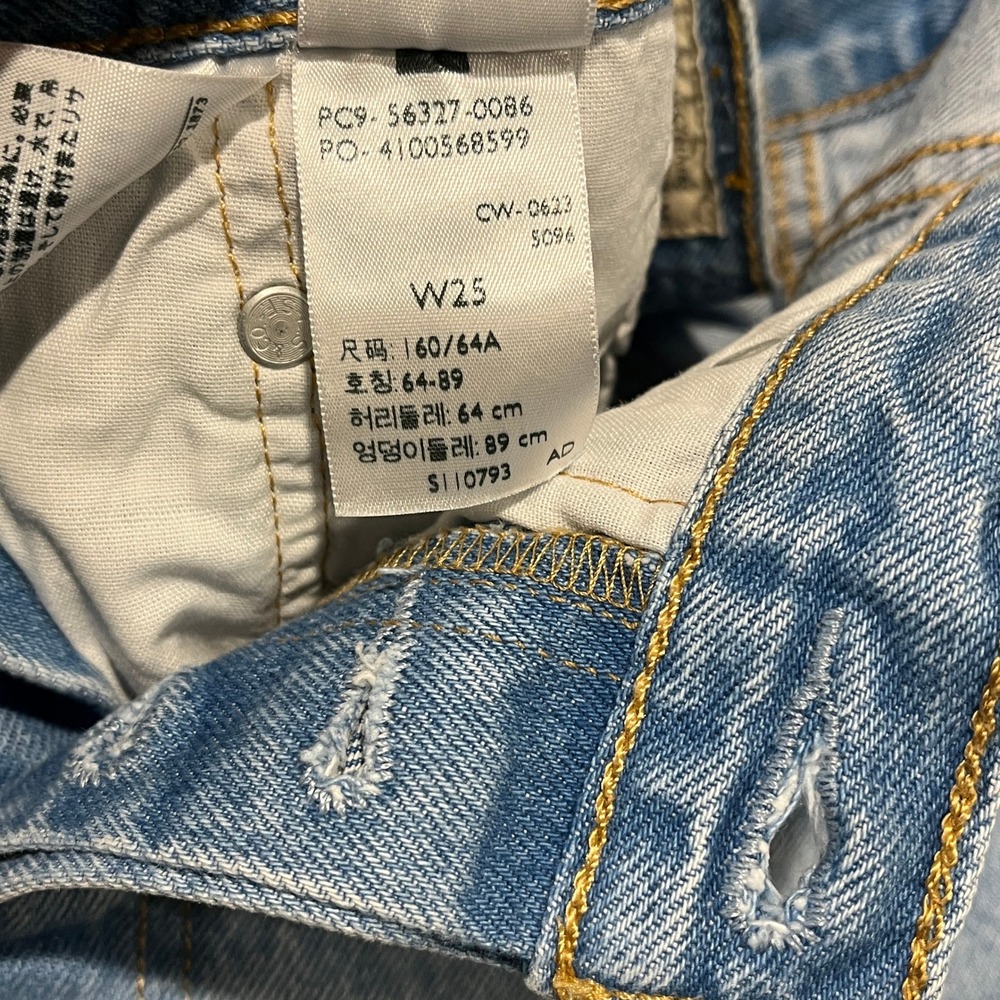 Levi's 501 Original Shorts Womens 25 Blue Denim High Waisted Distressed Cut Off - Picture 7 of 11